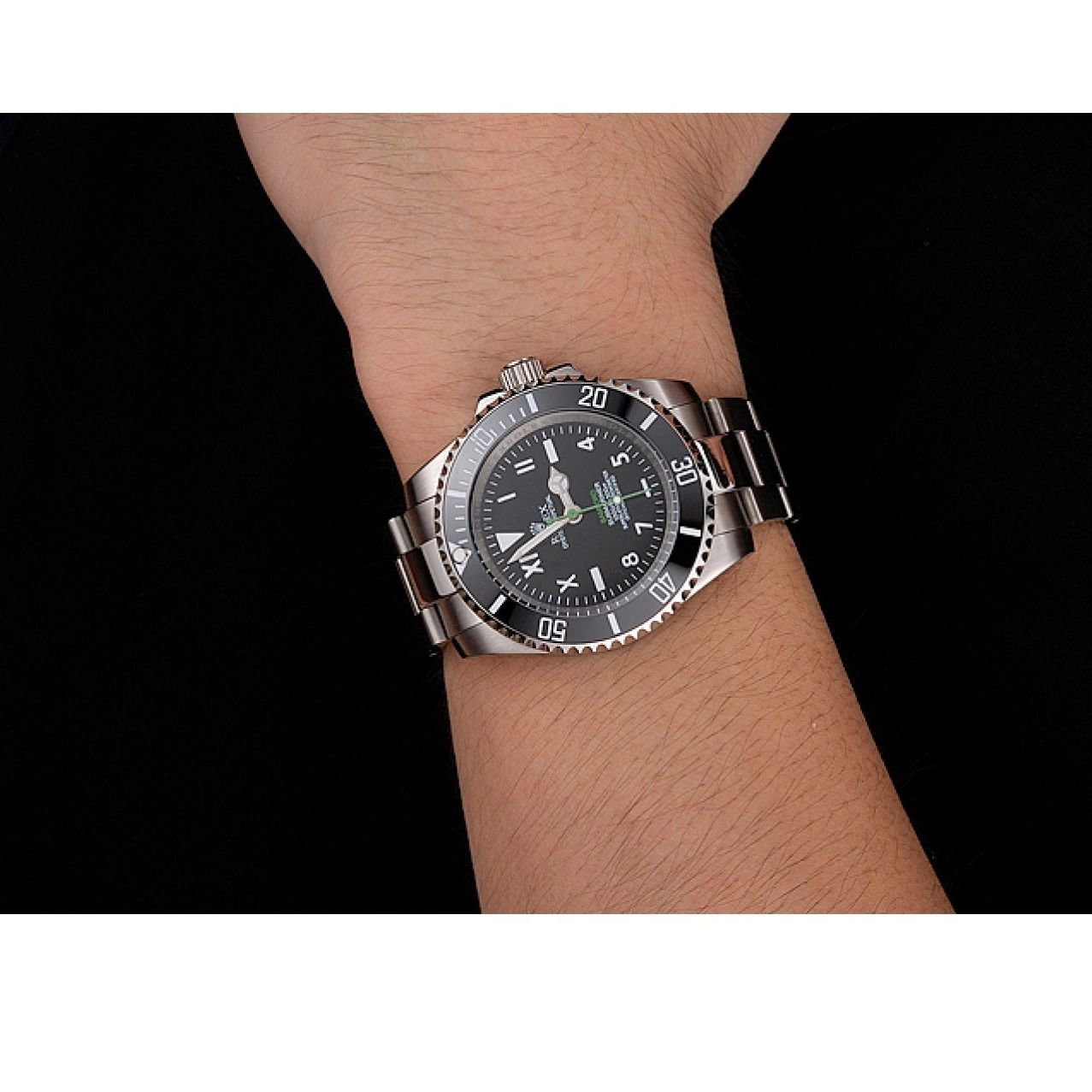 AAA replica watch Black Dial And Submariner Steel Bamford Bracelet Numerals Bezel Roman Case Black Rolex With Stainless 0702